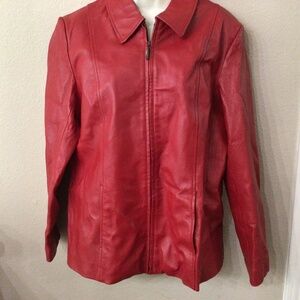 Dialogue the new language of style. Red 100% leather jacket, size medium.